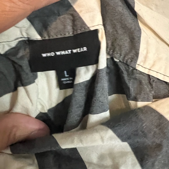 Who What Wear Blue and Cream Striped One Shoulder Dress - Picture 2 of 2